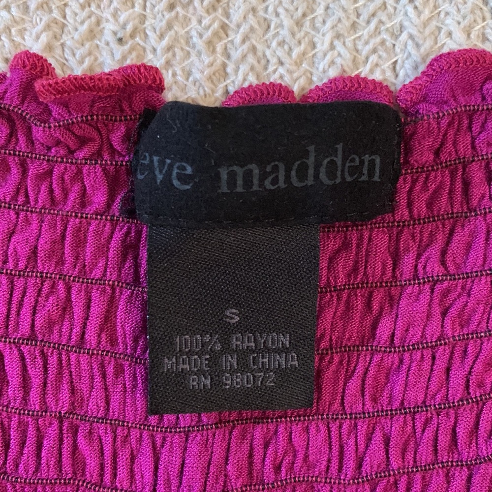 STEVE MADDEN Hot Pink Smocked Dress with Pockets - Picture 5 of 7